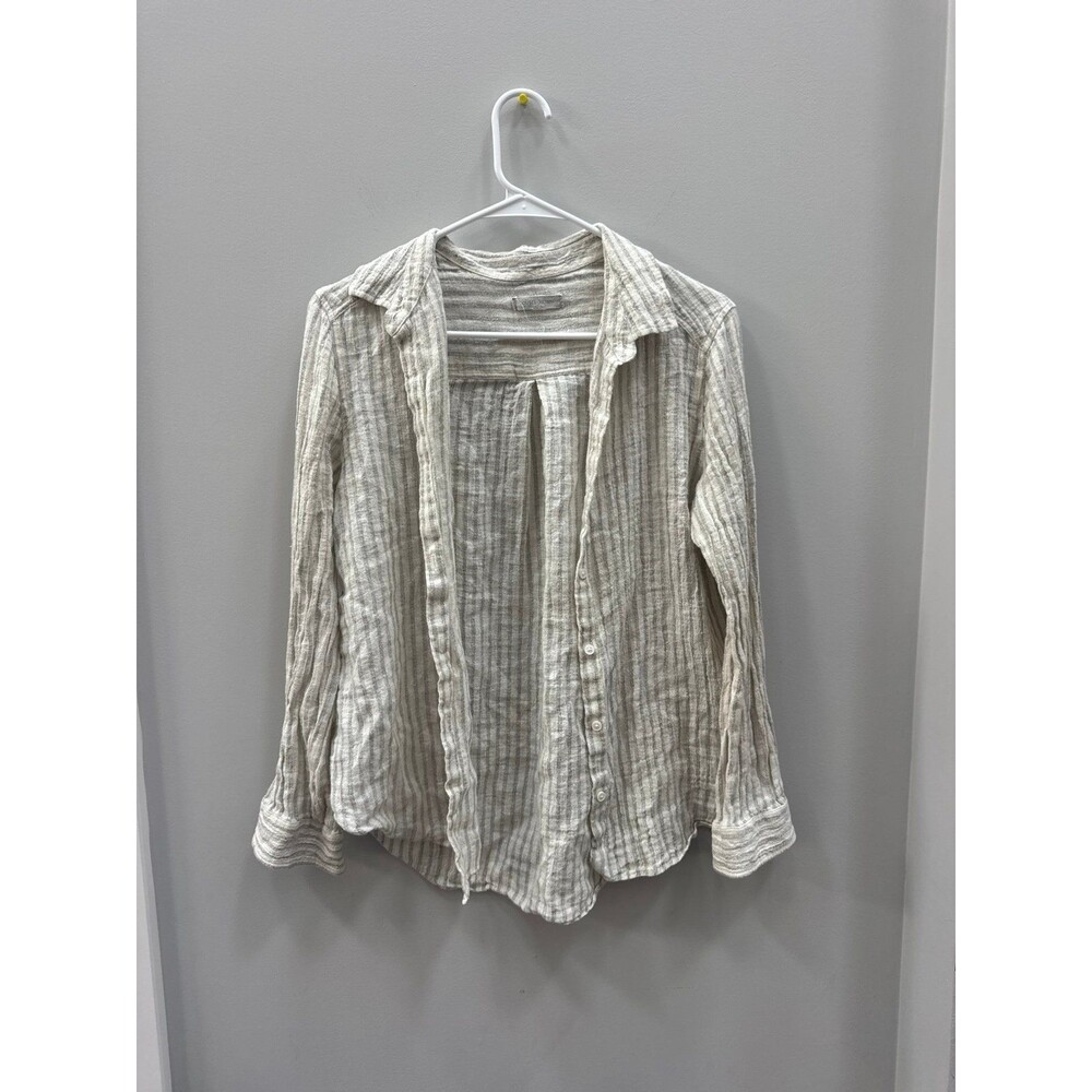 Outerknown Striped Button Down Shirt Small Linen Blend